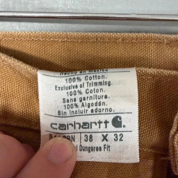 Carhartt Mens Duck Canvas Carpenter Pants Brown 38x32 B11 Dungaree Fit Workwear - Picture 4 of 5